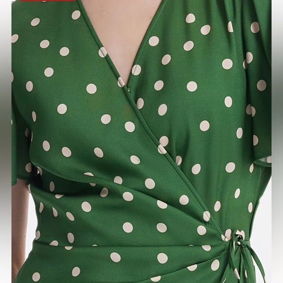 19 MOMME MULBERRY SILK POLKA DOTS PRINT RUFFLE WOMEN MINI DRESS BY GOELLA SZ8/10 - Picture 4 of 16